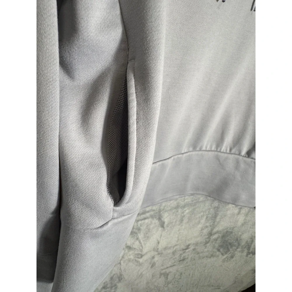 Nike Womens Grey Hoodie Blue Swoosh‎ Pullover Sweatshirt Size M